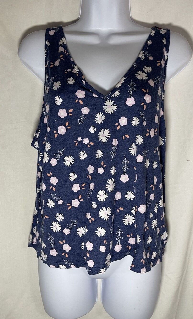 Target Stars Above Floral Pajama Tank Top Navy Blue Daisy Print Size L Large